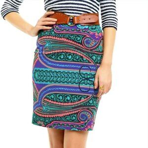PLENTY by Tracy Reese for Anthropologie Paisley Pencil Skirt Purple Pink Size 10